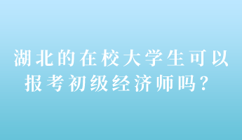 湖北的在校大學生可以報考初級經(jīng)濟師嗎？