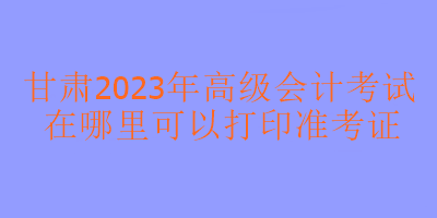 甘肅2023年高級(jí)會(huì)計(jì)考試在哪里打印準(zhǔn)考證？