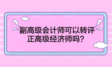 副高級會計師可以轉(zhuǎn)評正高級經(jīng)濟師嗎？