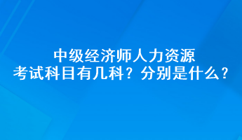 中級經(jīng)濟師人力資源考試科目有幾科？分別是什么？