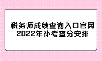 稅務(wù)師成績查詢?nèi)肟诠倬W(wǎng)2022年補(bǔ)考查分安排