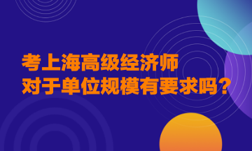 考上海高級(jí)經(jīng)濟(jì)師，對(duì)于單位規(guī)模有要求嗎？