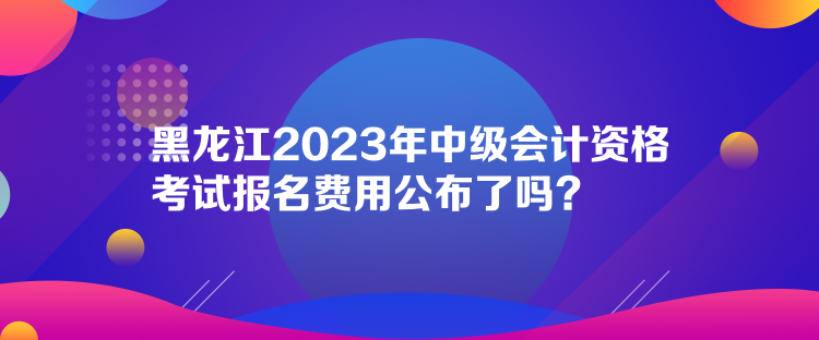 黑龍江2023年中級(jí)會(huì)計(jì)資格考試報(bào)名費(fèi)用公布了嗎？