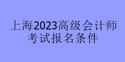 上海2023高級(jí)會(huì)計(jì)師考試報(bào)名條件