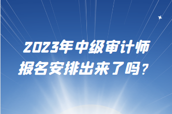 2023年中級審計師報名安排出來了嗎？