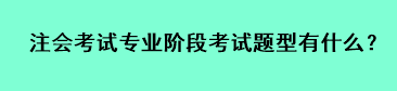 注會考試專業(yè)階段考試題型有什么？