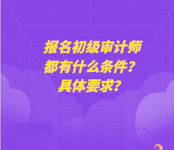 報名初級審計師都有什么條件？具體要求？