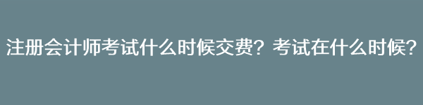 注冊會計師考試什么時候交費？考試在什么時候？