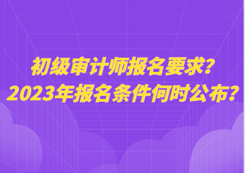 初級(jí)審計(jì)師報(bào)名要求？2023年報(bào)名條件何時(shí)公布？