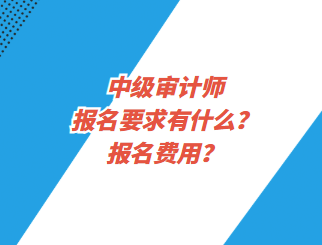 中級審計師報名要求有什么？報名費用？