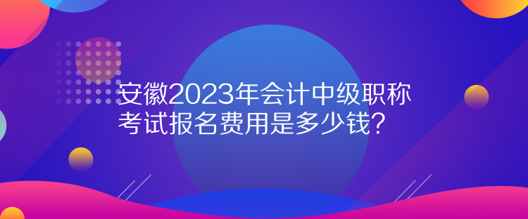 安徽2023年會計中級職稱考試報名費用是多少錢？