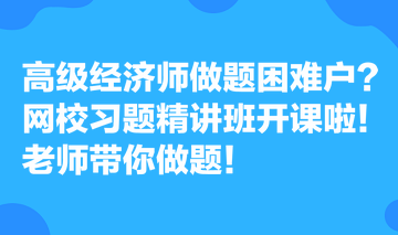 高級經(jīng)濟(jì)師做題困難戶？網(wǎng)校習(xí)題精講班開課啦！老師帶你做題！