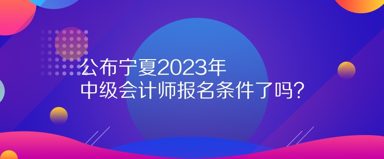 公布寧夏2023年中級會計師報名條件了嗎？