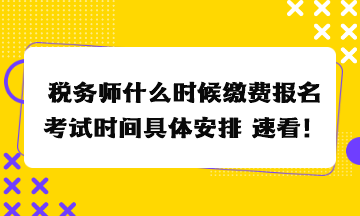 稅務(wù)師什么時(shí)候繳費(fèi)報(bào)名考試時(shí)間具體安排 速看！