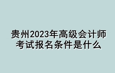 貴州2023年高級(jí)會(huì)計(jì)師考試報(bào)名條件是什么