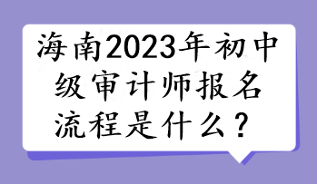 海南2023年初中級審計師報名流程是什么？