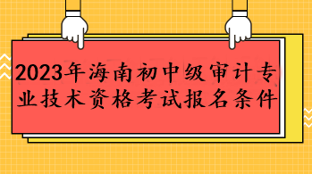 2023年海南初中級(jí)審計(jì)專(zhuān)業(yè)技術(shù)資格考試報(bào)名條件