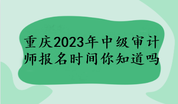 重慶2023年中級審計師報名時間你知道嗎