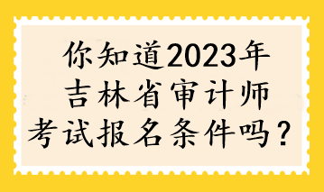 你知道2023年吉林省審計師考試報名條件嗎？