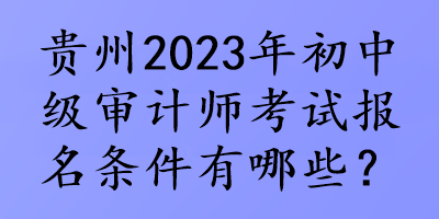 貴州2023年初中級審計(jì)師考試報(bào)名條件有哪些？