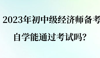 2023年初中級經(jīng)濟師備考 自學(xué)能通過考試嗎？