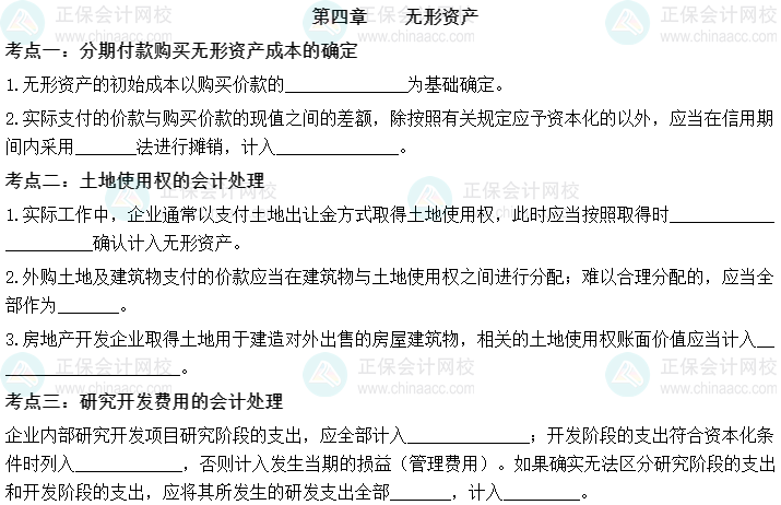 【默寫本】2023中級會計實務填空記憶——第四章 無形資產(chǎn)