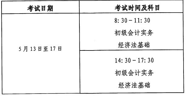 初級(jí)考試時(shí)間