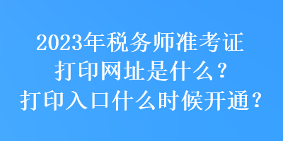 2023年稅務(wù)師準(zhǔn)考證打印網(wǎng)址是什么？打印入口什么時(shí)候開(kāi)通？