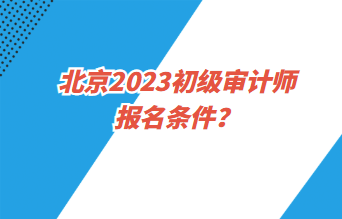 北京2023初級審計(jì)師報(bào)名條件？