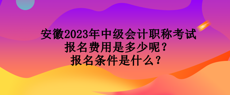 安徽2023年中級會計職稱考試報名費用是多少呢？報名條件是什么？