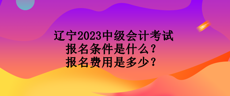 遼寧2023中級會計考試報名條件是什么？報名費用是多少？