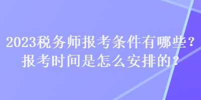 2023稅務師報考條件有哪些？報考時間是怎么安排的？