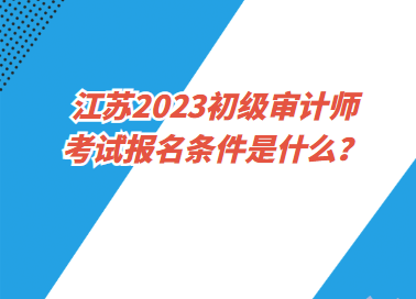 江蘇2023初級審計(jì)師考試報(bào)名條件是什么？