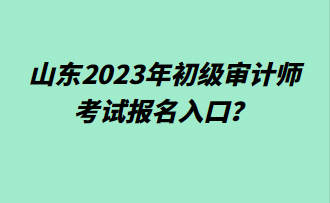 山東2023年初級(jí)審計(jì)師考試報(bào)名入口？