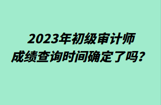 2023年初級(jí)審計(jì)師成績(jī)查詢時(shí)間確定了嗎？