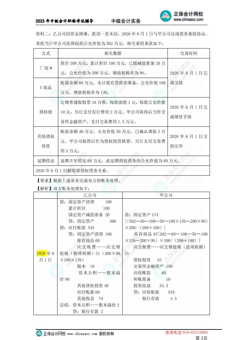 【答案下載】2023高志謙中級(jí)會(huì)計(jì)實(shí)務(wù)母儀天下第一季——非現(xiàn)金資產(chǎn)專題