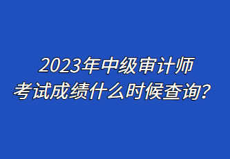 2023年中級(jí)審計(jì)師考試成績(jī)什么時(shí)候查詢？