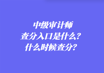 中級審計師查分入口是什么？什么時候查分？