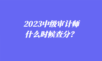 2023中級(jí)審計(jì)師什么時(shí)候查分？