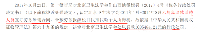 返聘離退休人員，未繳納個稅被罰100余萬元