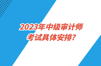 2023年中級審計師考試具體安排？