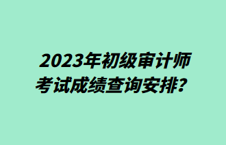 2023年初級(jí)審計(jì)師考試成績(jī)查詢(xún)安排