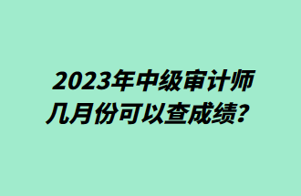 2023年中級審計師幾月份可以查成績？