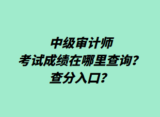 中級審計師考試成績在哪里查詢？查分入口？