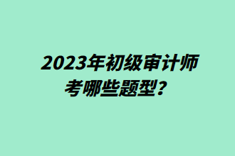 2023年初級審計師考哪些題型？