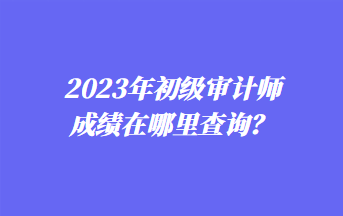 2023年初級審計師成績在哪里查詢？