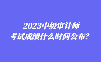 2023中級審計師考試成績什么時間公布？