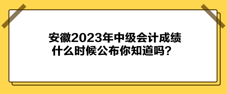 安徽2023年中級(jí)會(huì)計(jì)成績(jī)什么時(shí)候公布你知道嗎？