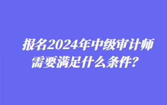 報(bào)名2024年中級(jí)審計(jì)師需要滿足什么條件？