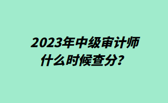 2023年中級審計師什么時候查分？